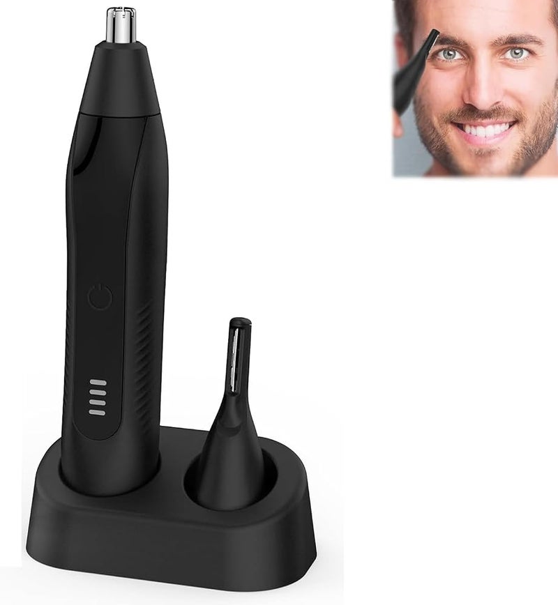 KASTWAVE Rechargeable Nose Hair Trimmer and Eyebrow Trimmer,2-in-1 Professional Painless Eyebrow Razor for Nose,Ear,Beard,Hairline,and Facial Hair,Compact Metal Trimming Tool,Convenient & Rechargeable(Black) - Image 1