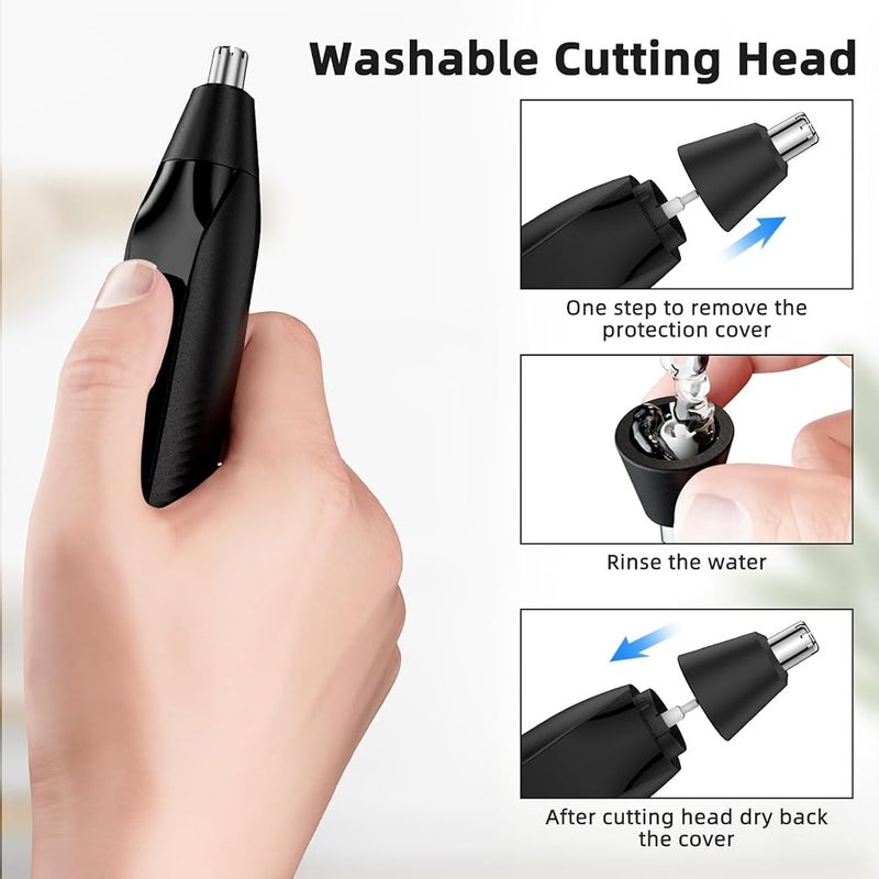 KASTWAVE Rechargeable Nose Hair Trimmer and Eyebrow Trimmer,2-in-1 Professional Painless Eyebrow Razor for Nose,Ear,Beard,Hairline,and Facial Hair,Compact Metal Trimming Tool,Convenient & Rechargeable(Black) - Image 5