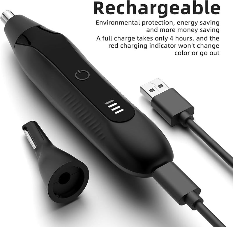 KASTWAVE Rechargeable Nose Hair Trimmer and Eyebrow Trimmer,2-in-1 Professional Painless Eyebrow Razor for Nose,Ear,Beard,Hairline,and Facial Hair,Compact Metal Trimming Tool,Convenient & Rechargeable(Black) - Image 4