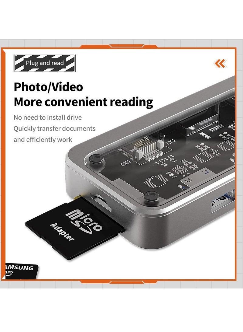 Excefore USB C HUB, 10-in-1 USB C Adapter Docking Station with 4K HDMI, VGA, Type C PD, USB3.0, RJ45 Ethernet, SD/TF Card Reader, 3.5mm AUX, Multiport Adapter for MacBook Pro/Air, XPS, Type C Devices - Image 5