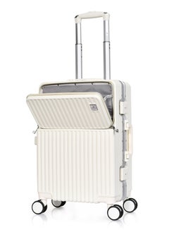 MORANO Morano Modern Carry-on Aluminum Frame Polycarbonate Luggage with Four Universal Wheels and Combination Lock (Beige) 20 Inch Size: 35 CM X 24 CM X 55 CM  - Image 3