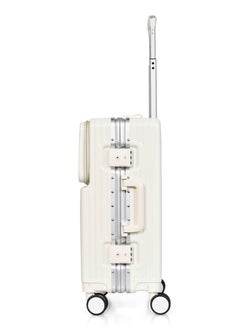 MORANO Morano Modern Carry-on Aluminum Frame Polycarbonate Luggage with Four Universal Wheels and Combination Lock (Beige) 20 Inch Size: 35 CM X 24 CM X 55 CM  - Image 4