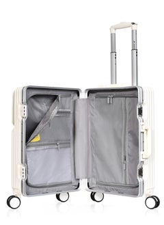MORANO Morano Modern Carry-on Aluminum Frame Polycarbonate Luggage with Four Universal Wheels and Combination Lock (Beige) 20 Inch Size: 35 CM X 24 CM X 55 CM  - Image 5