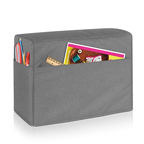 Luxja Dust Cover for Sewing Machine, Sewing Machine Cover with Pockets for Extra Accessories ( Compatible with Brother and Singer ), Gray - Image 1