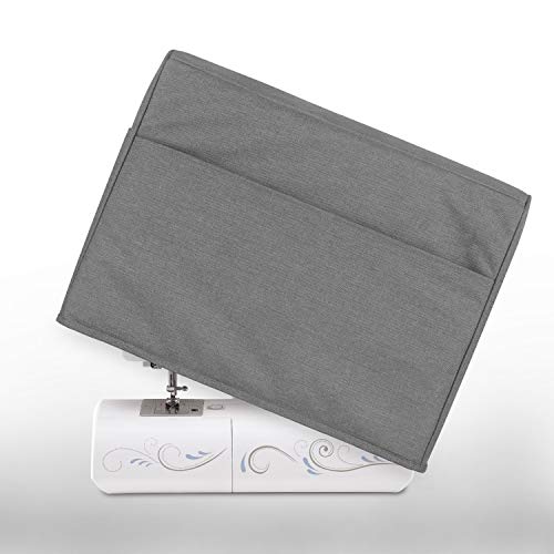Luxja Dust Cover for Sewing Machine, Sewing Machine Cover with Pockets for Extra Accessories ( Compatible with Brother and Singer ), Gray - Image 5
