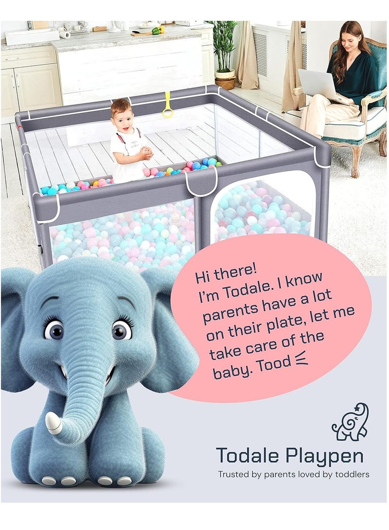 Gonice Baby Playpen for Toddler, Large Baby Playard, Indoor & Outdoor Kids Activity Center with Anti-Slip Base, Sturdy Safety Play Yard with Soft Breathable Mesh, Playpen for Babies(Gray, 50”×50”)  - Image 5