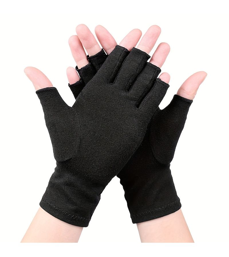 Pink Fingerless Compression Gloves For Men Women M Size Wrist Support Typing - Image 2