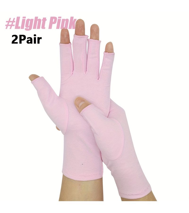 Pink Fingerless Compression Gloves For Men Women M Size Wrist Support Typing - Image 1