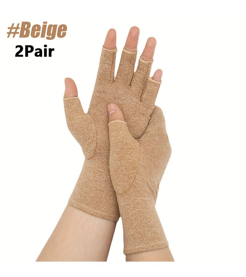 Pink Fingerless Compression Gloves For Men Women M Size Wrist Support Typing - Image 4