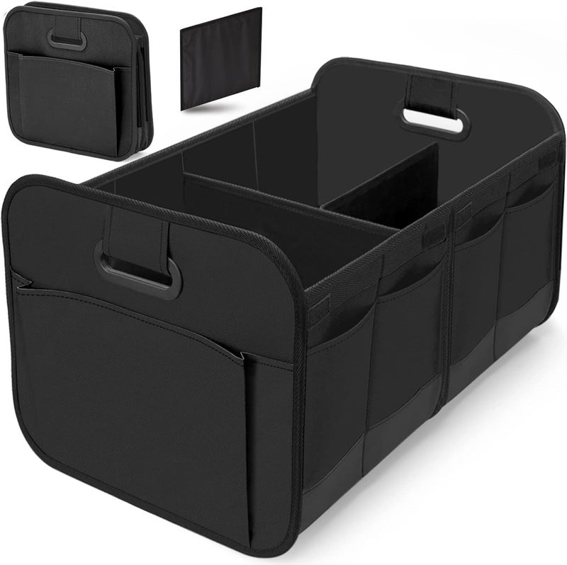 Excefore Car Trunk Organizer - Collapsible Multi-Compartment Storage, Waterproof, Black - Image 1