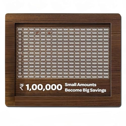 BHUMLO Wooden Money Piggy Bank, Money Saving Box, Gullak with Savings Chart,Goal Tracker, Cash Collection Bank for Kids and Adults - Image 1