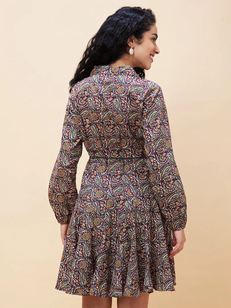 globus Women Ethnic Motifs Printed Pure Cotton Shirt Dress
