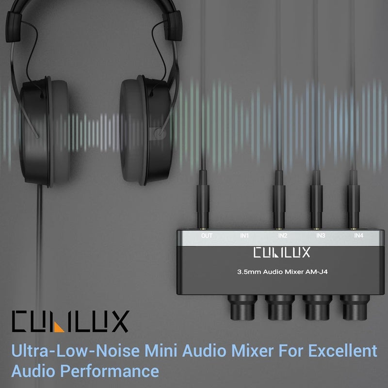 Cubilux P26 4-Way 3.5mm Audio Mixer with USB Power and Independent Volume Control - Image 2
