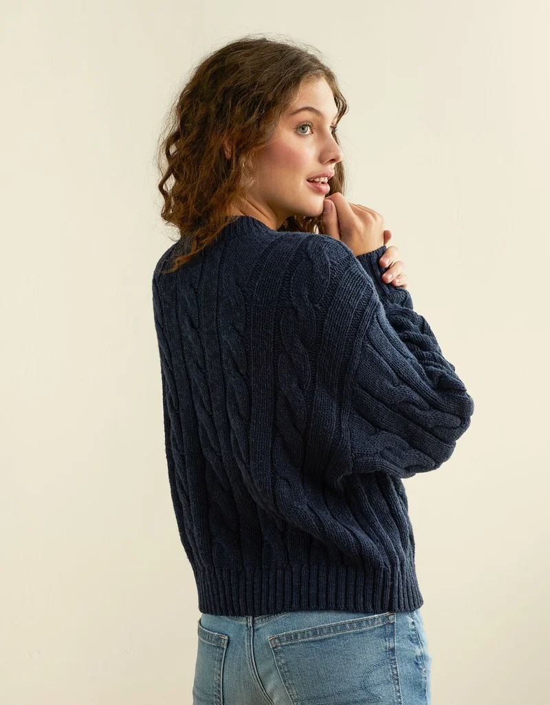 American Eagle  AE Cropped Cable Knit Sweater for Women | Best Price UAE