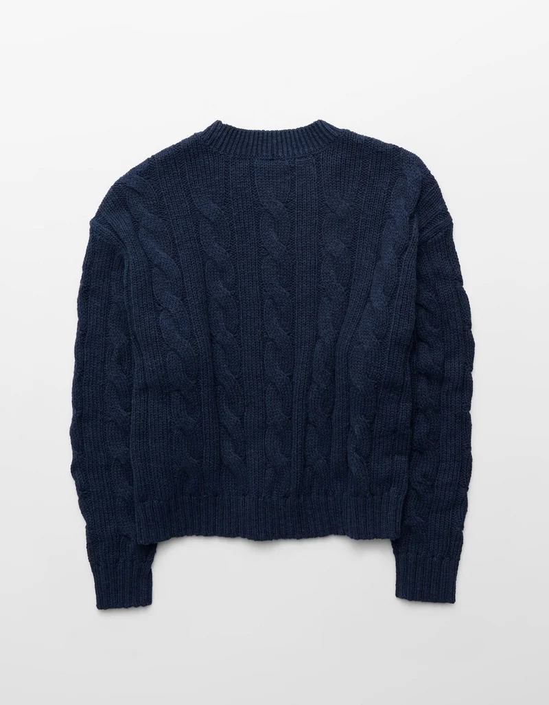 American Eagle  AE Cropped Cable Knit Sweater for Women | Best Price UAE