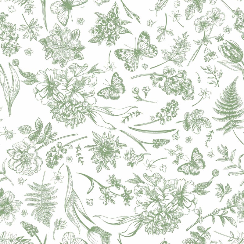 Fiula Peel and Stick Wallpaper Floral White Green Flower Contact Paper Butterfly Boho 787 x 173 Removable Wallpaper SelfAdhesive for Bedroom Waterproof Shelf Liner Decal Vinyl Roll