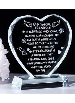 RARELY Crystal Glass Gifts for Friends  Friendship is Treasure Gifts for Friend on Birthday Crystal Glass Heart Plaque with Best Friend Sayings Ornaments Gift  - Image 1