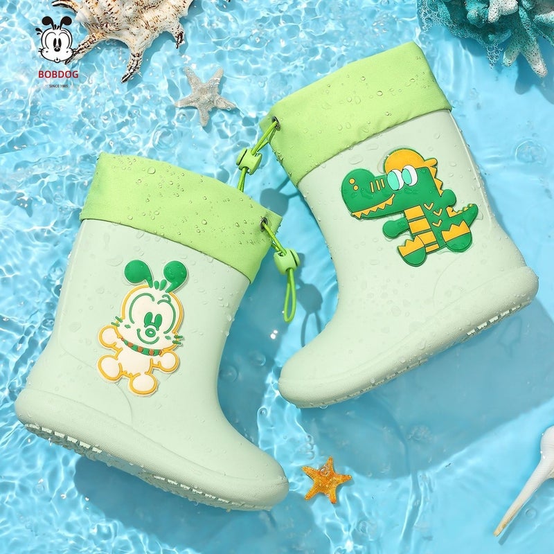 BOBDOG Kids Rain Boots Anti-Slip Boys Girls Rain Shoes Waterproof PVC Low-Top School Rain Boots for Children