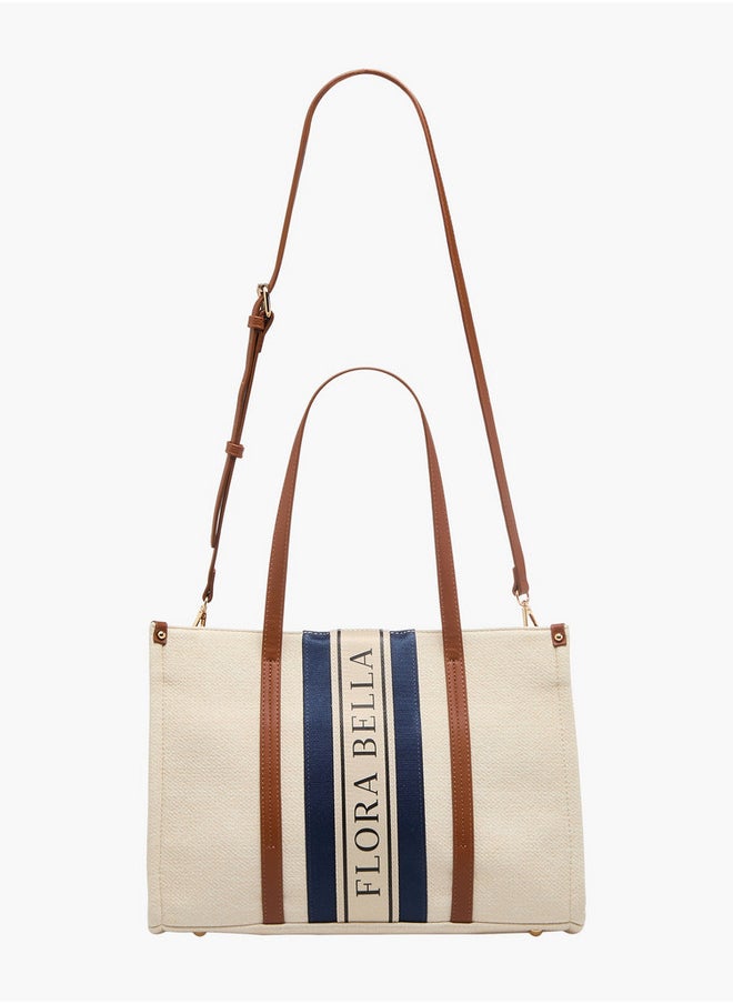 Flora Bella By Shoexpress Logo Print Tote Bag with Double Handle and Zip Closure  - Image 2