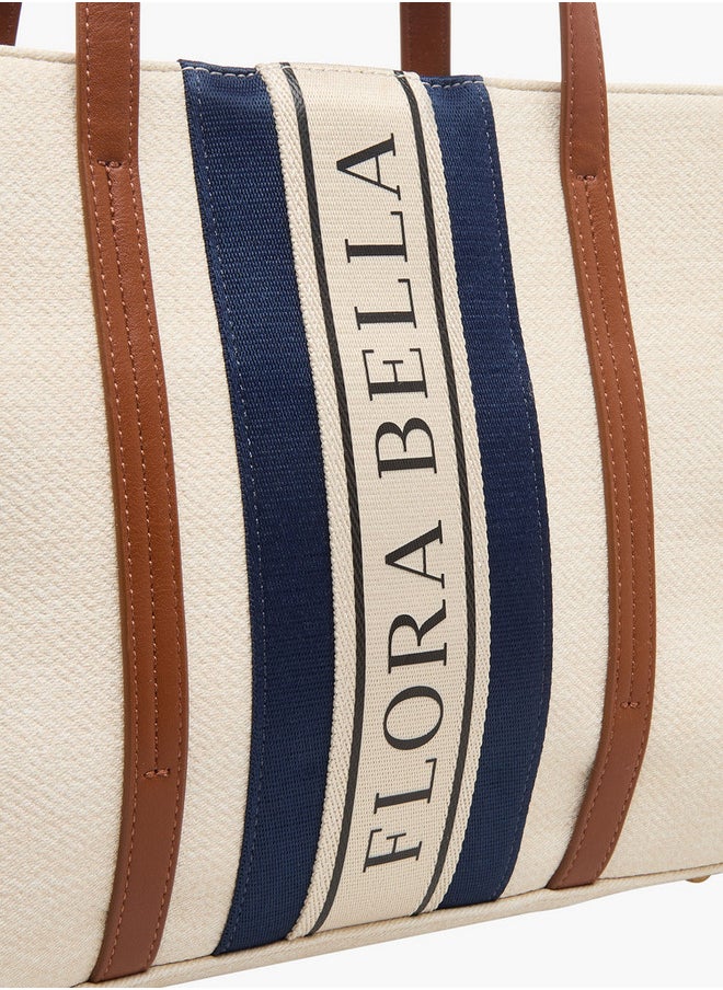 Flora Bella By Shoexpress Logo Print Tote Bag with Double Handle and Zip Closure  - Image 4