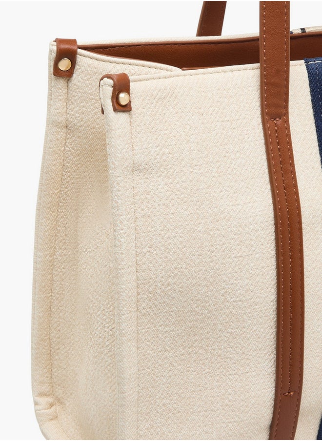 Flora Bella By Shoexpress Logo Print Tote Bag with Double Handle and Zip Closure  - Image 5