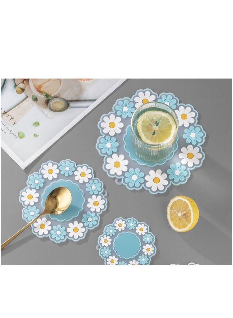 Bluejw Sets Of 12 Chrysanthemum Style Drink Coasters Heat Insulation Coaster For Tabletop Protection Suitable For Kinds Of Cups  - Image 2