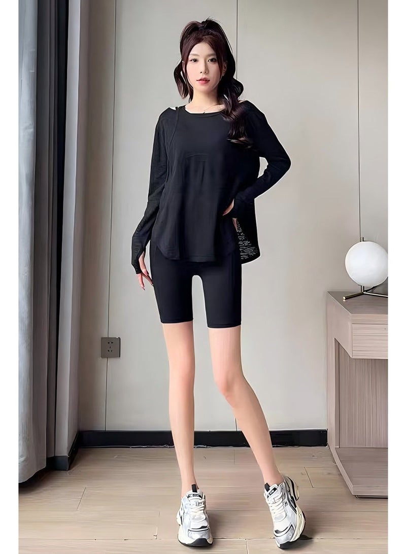 Alo Yoga off shoulder long sleeved top - made of soft and breathable fabric, asymmetrical hem, brand logo details, versatile sportswear for loose casual yoga and daily relaxation - Image 4