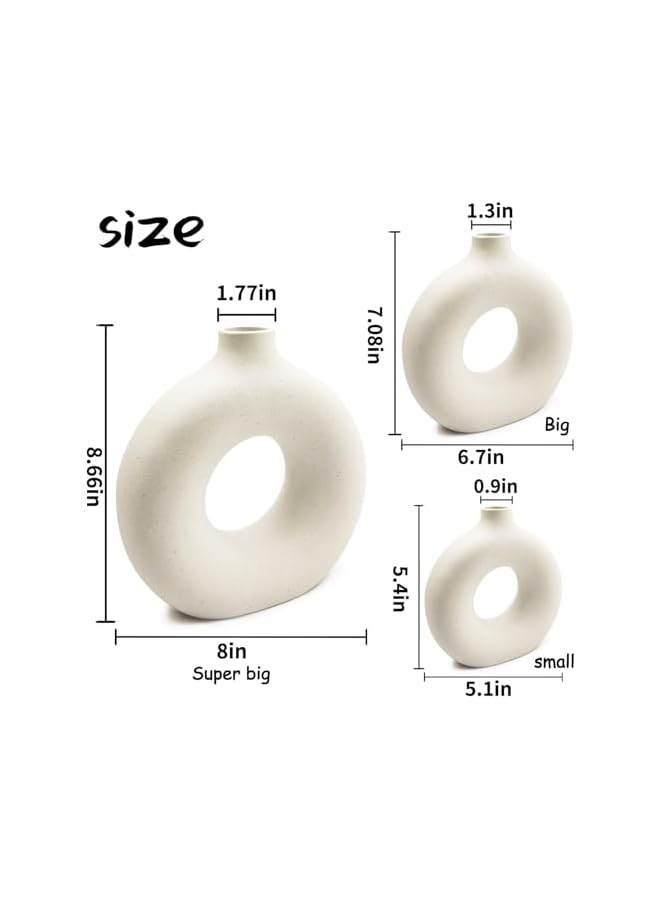 The Bros White Ceramic Vases Set 3 for Modern Home Decor,Round Matte Pampas Flower Vases Minimalist Nordic Boho Ins Style for Wedding Dinner Table Party Living Room, Decorative Gift - Image 5