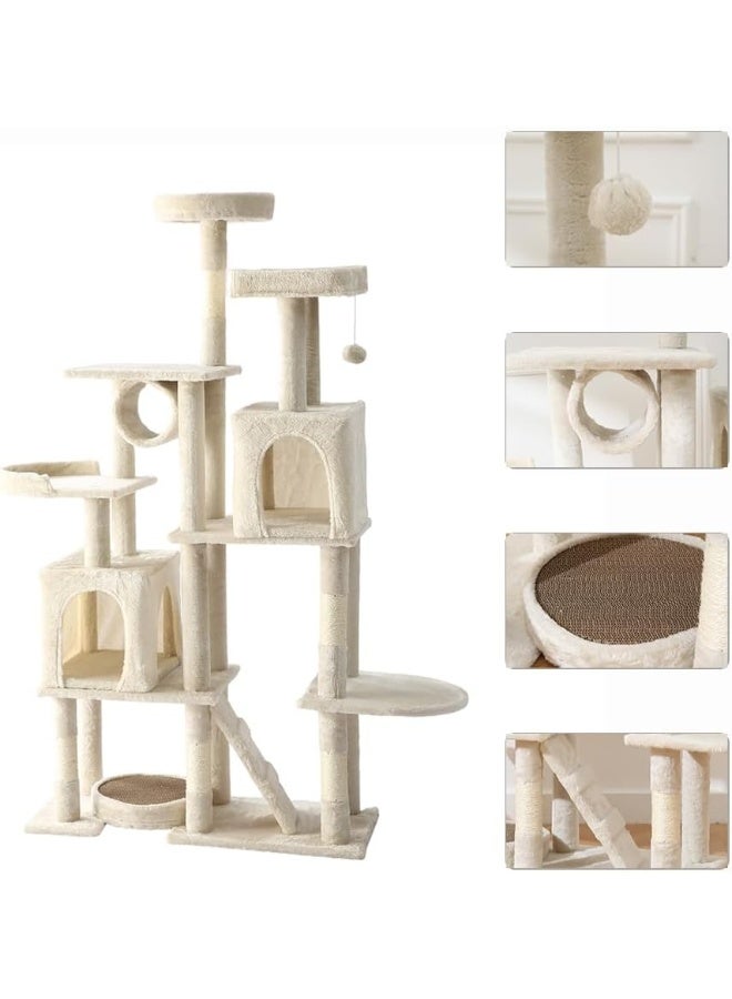 NeoStyle Cat Tower, Indoor Cat Tree With Sisal Covered Catch Posts and Plush Catch Balls, Suitable for Small and Medium-sized Cats - Image 4