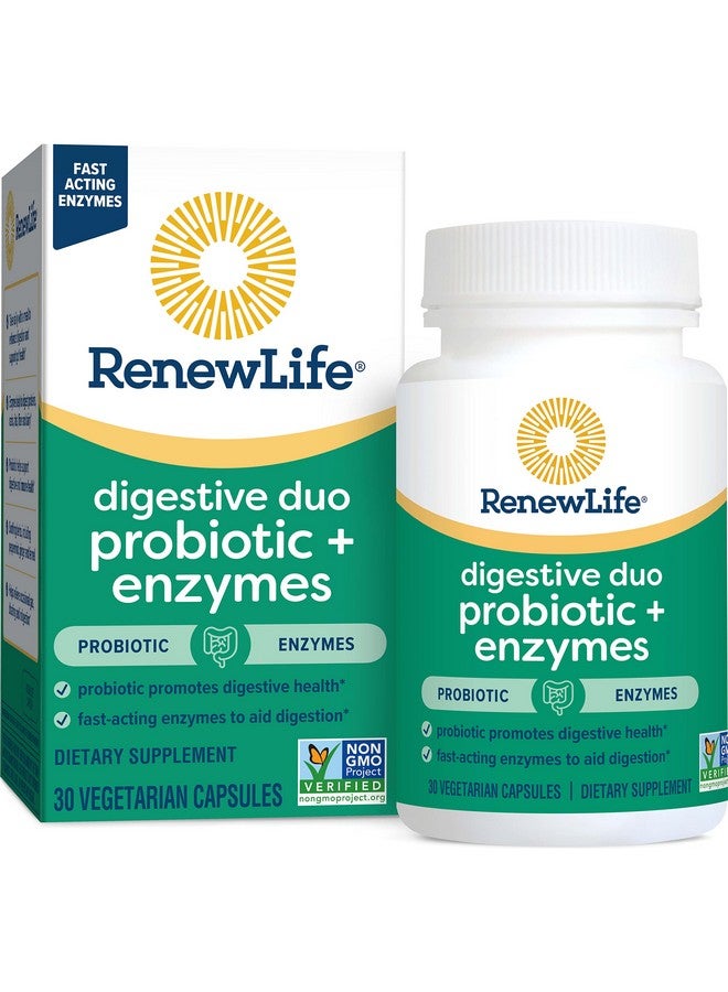 Renew Life Digestive Duo Probiotic + Enzymes; Probiotic Promotes Digestive Health; Fastacting Potent Digestive Enzymes To Aid In Digestion; Nongmo Project Verified; 30 Vegetarian Capsules* - Image 1