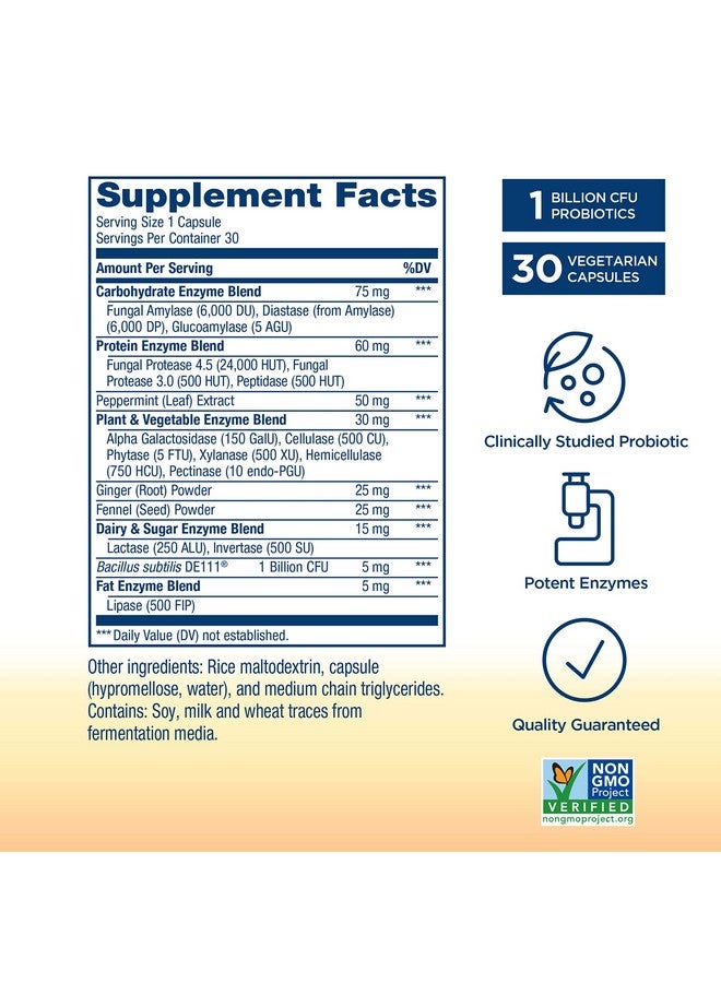Renew Life Digestive Duo Probiotic + Enzymes; Probiotic Promotes Digestive Health; Fastacting Potent Digestive Enzymes To Aid In Digestion; Nongmo Project Verified; 30 Vegetarian Capsules* - Image 4