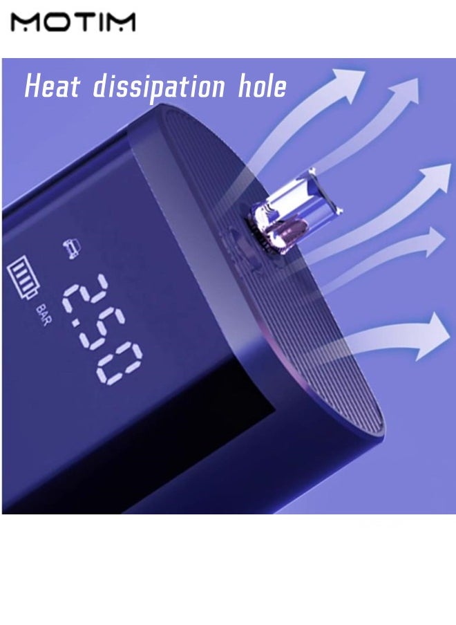 Motim Digital Car Tire Inflator 120 PSI  10000mAh, Multifunctional Cordless Digital Air Compressor Car Tire Pump for Car, Bicycle, Motorcycle, Ball, Electric Air Pump /Power Bank/Emergency Flashlight/LCD Screen  - Image 5