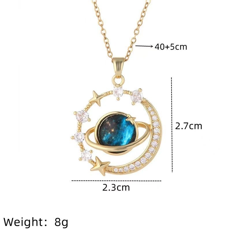 WU Cross-Border New Multi-Element Style Copper Micro-Inlaid Titanium Steel Necklace for Women, Real Gold Electroplated Exquisite Clavicle Chain, In Stock Wholesale - Image 5