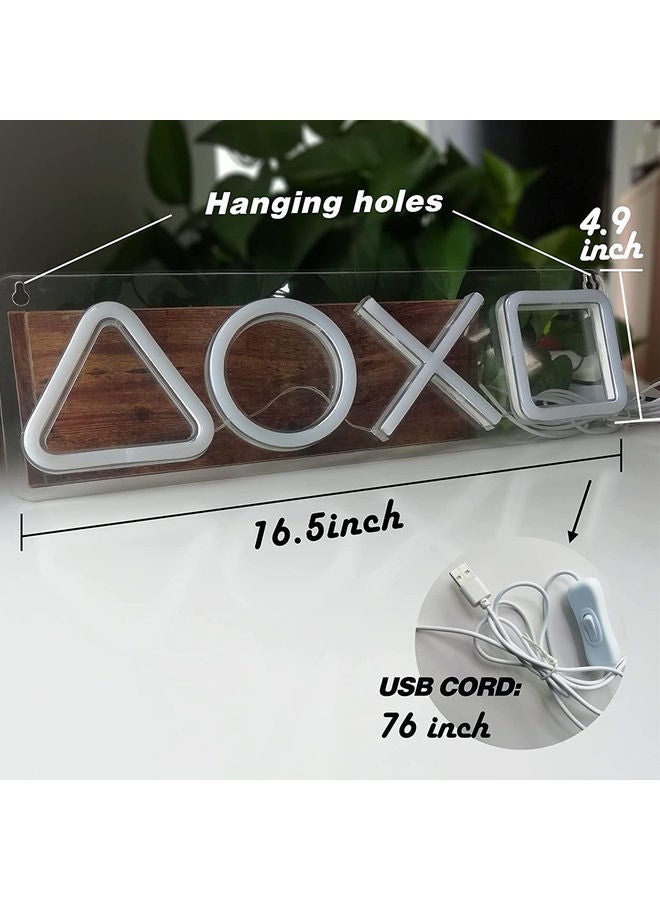 مصباح LED نيون ساينز على شكل رمز لعبة لديكور الحائط مزود بمنفذ USB متعدد الألوان 42 x 12.5سم - Image 3