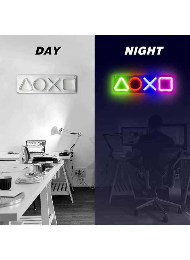 مصباح LED نيون ساينز على شكل رمز لعبة لديكور الحائط مزود بمنفذ USB متعدد الألوان 42 x 12.5سم - Image 2