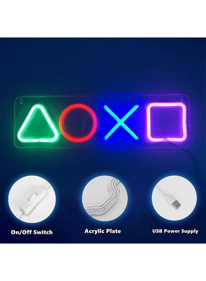مصباح LED نيون ساينز على شكل رمز لعبة لديكور الحائط مزود بمنفذ USB متعدد الألوان 42 x 12.5سم - Image 5