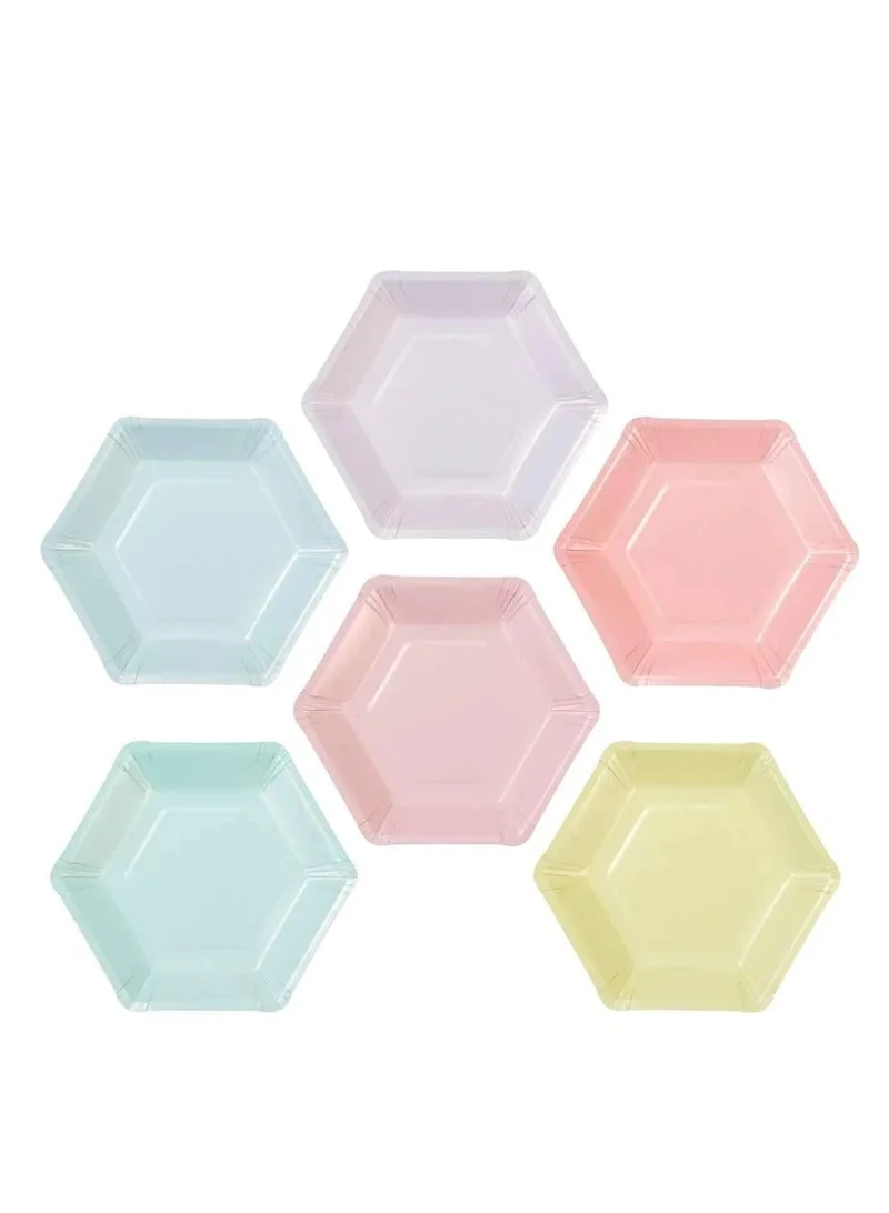 توكينج تيبلز We Heart Pastels  Hexagonal Plates, 12 Pk