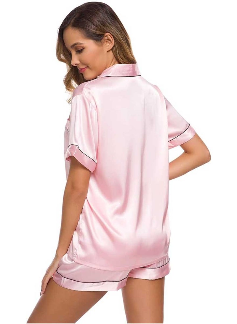 Caprisious Satin Silk Women's Pajama Set - 2-Piece Summer Sleepwear, Button-Down Top and Shorts, Available in Sizes  - Image 5