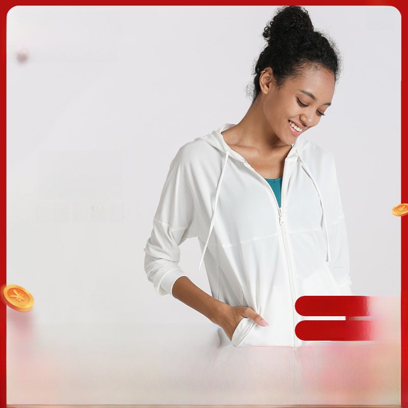 Generic Casual Hooded Sport Jacket Womens Long Sleeve Yoga Top Black  - Image 2