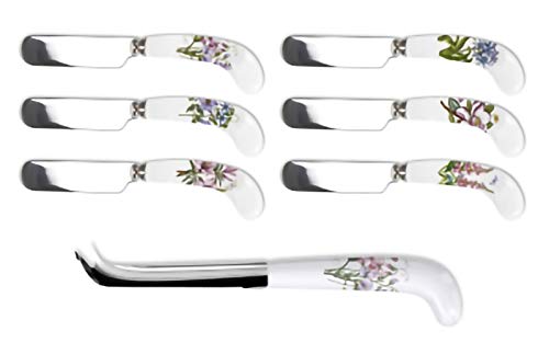 Portmeirion Portmeirion Botanic Garden Cheese Knife & Spreaders (7-Piece Set) - Assorted Floral Motifs, Stainless Steel with Porcelain Handles, Chip-Resistant Glaze - Elegant Tableware for Sunday Brunch  - Image 2