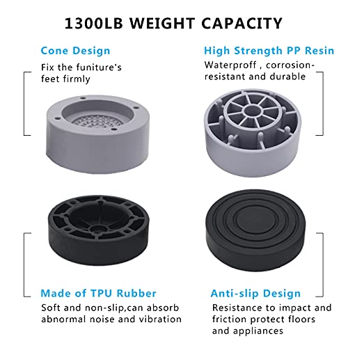 HANIHUA Furniture Risers 2 inch (Set of 4) Round Bed Risers Heavy Duty 1 inch 3inch, Adjustable Bed Lifts Riser for Desk, Table, Sofa, Chair Supports Up to 1,300 lbs - Image 5