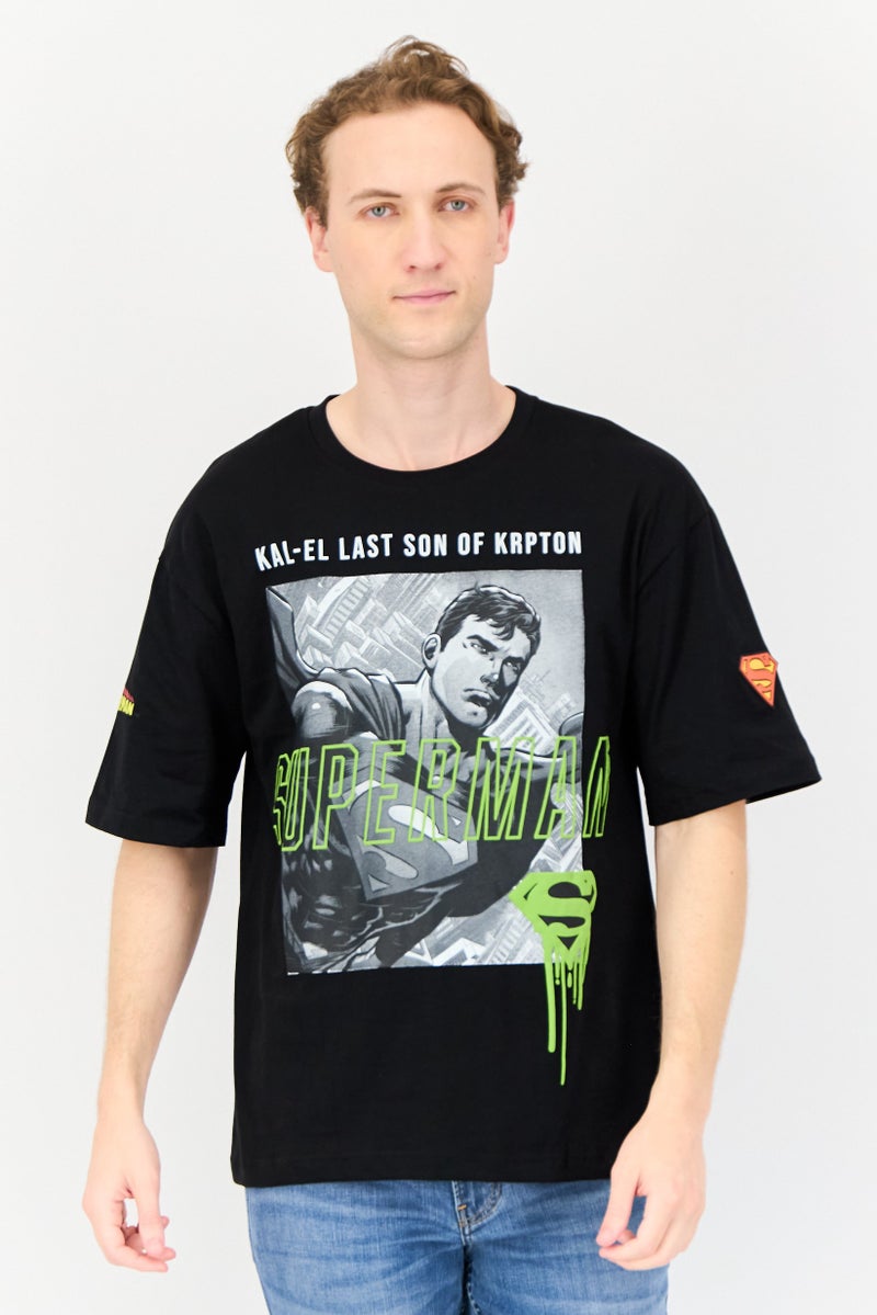 DC Superman Men Crew Neck Short Sleeve Graphic Print T-shirt, Black - Image 1