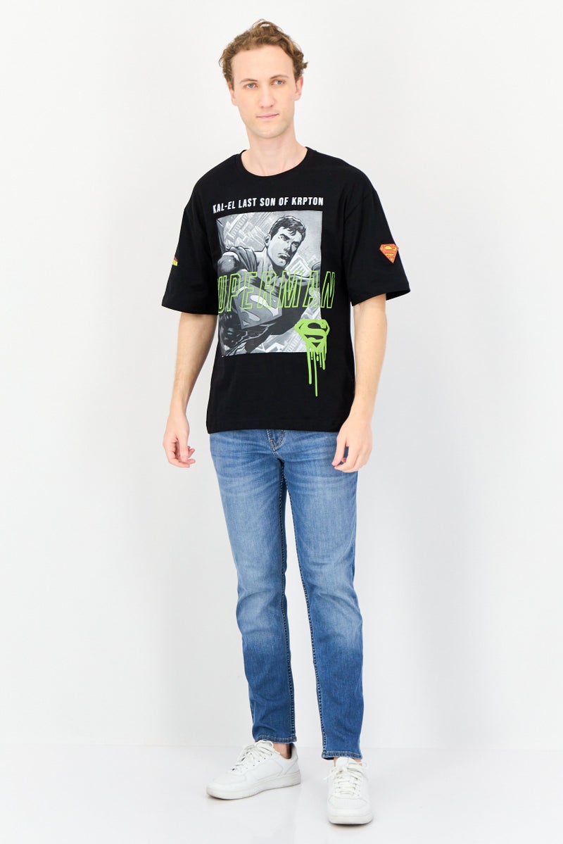 DC Superman Men Crew Neck Short Sleeve Graphic Print T-shirt, Black - Image 2