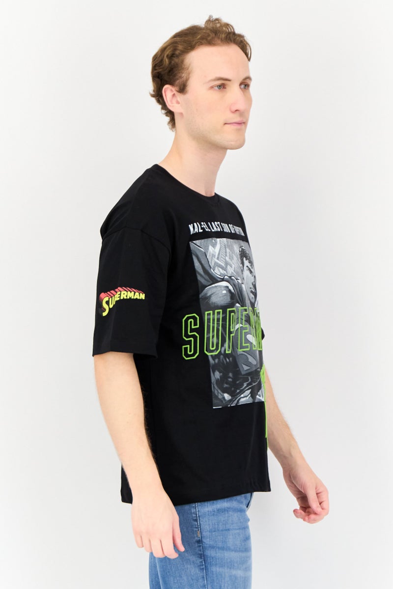 DC Superman Men Crew Neck Short Sleeve Graphic Print T-shirt, Black - Image 4