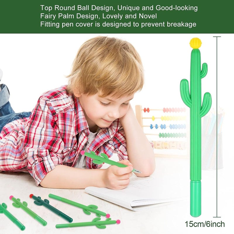 X spring Gel Pens, 24 Pieces Cactus Pens Cactus Shaped Roller Pens, Kids Green Cactus Pens Saguaro Shaped Pen, Black Gel Ink With Flower For Classroom Office School Student Gift Supplies Cactus - Image 4