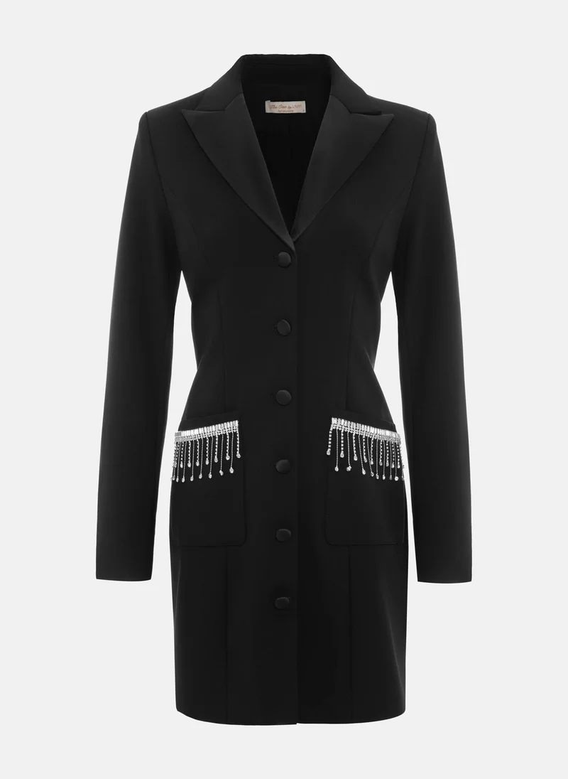 Lichi Blazer mini dress with rhinestone-embellished pockets