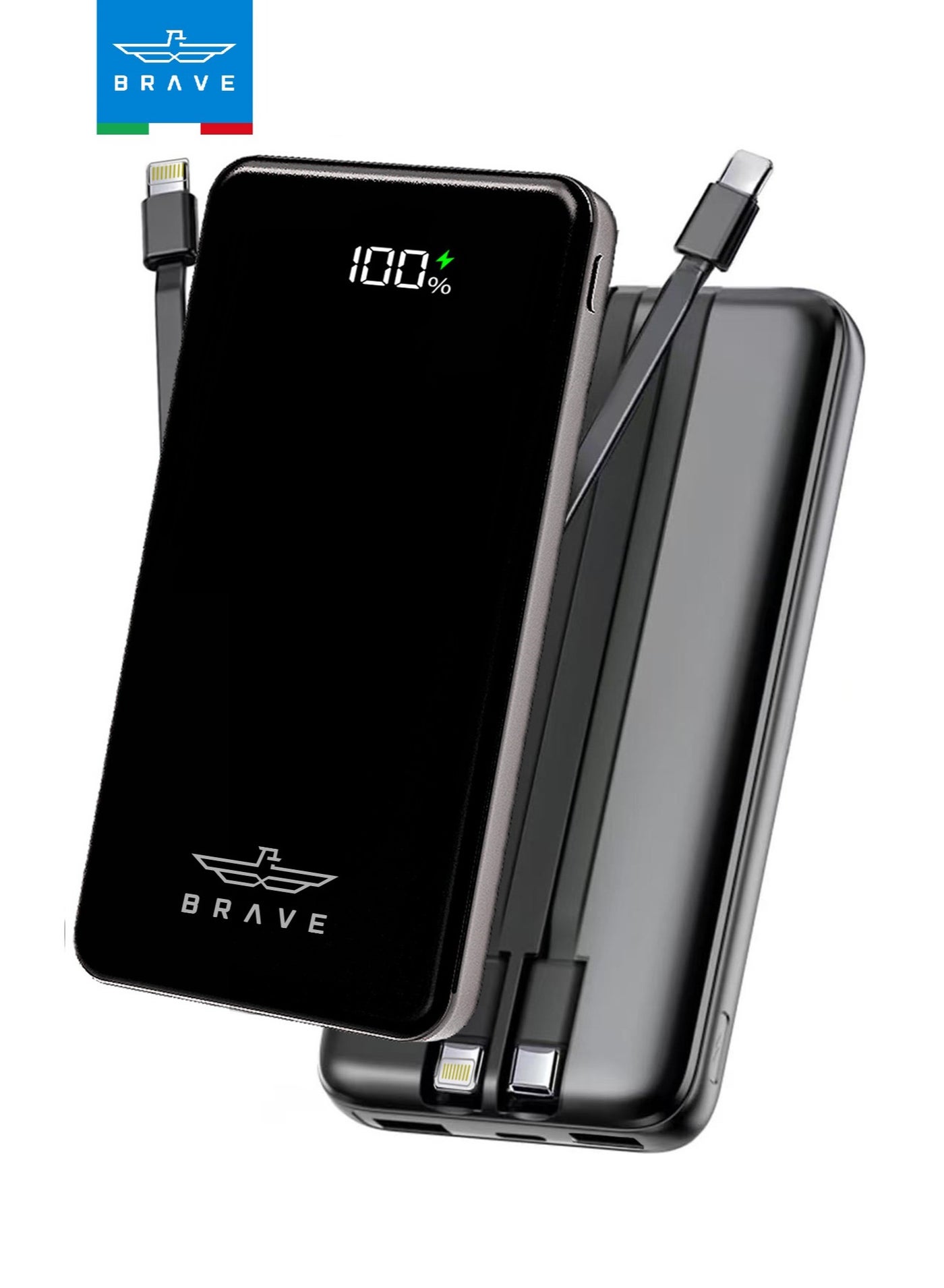 Fast Charging 12000mAh Portable Power Bank & External Battery Pack with Built-in USB-C & Lightning Cables, LED Display, 2 USB-A + 1 USB-C PD Ports, Compact Travel Charger for iPhone Air, iPhone 17, 17 Pro, 17 Pro Max, 16, 15, 14, 13, Samsung Galaxy S25, S24, S23 Ultra, Pixel, Android, iPad & More – Airplane Approved
