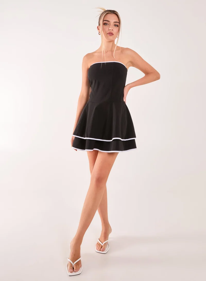 بينك فانيلا Bandeau Contrast Binding Mini Dress