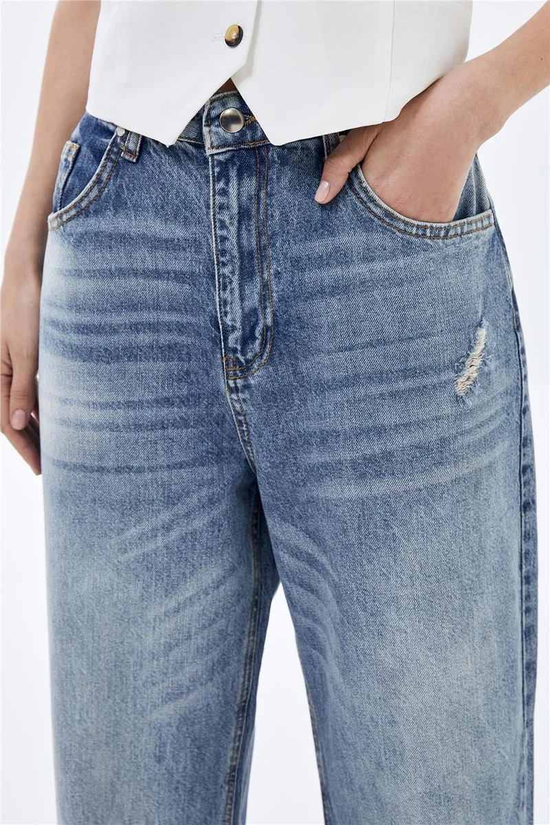 Pieces Of Melon Blue Low Waist Loose Fit Jeans