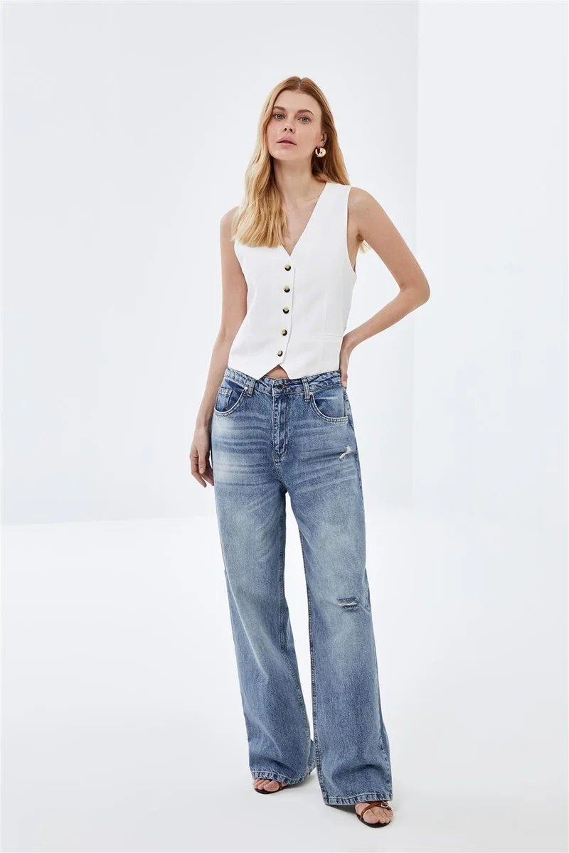 Pieces Of Melon Blue Low Waist Loose Fit Jeans
